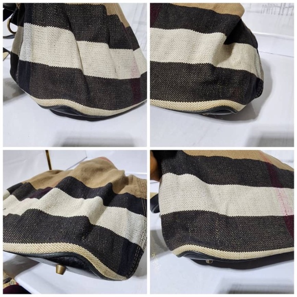 SOLD***Authentic Burberry Canvas Check Susanna Medium Hobo Bag Beige/Black - Picture 14 of 15